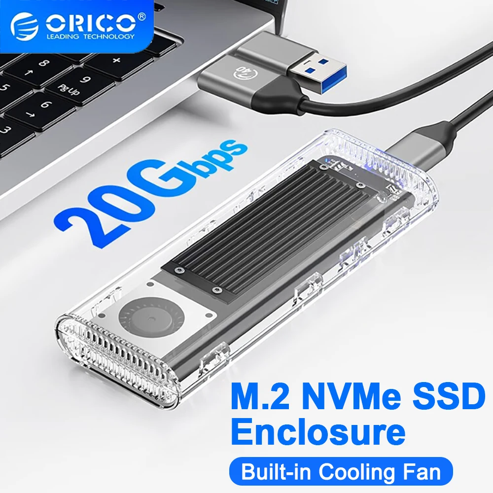 Nvme Ssd Case Enclosure com Ventilador Usb 3.2 Thunderbolt Ferramenta Adaptador Nvme Livre 4tb para Pcie m Key para Computadores Orico-m.2