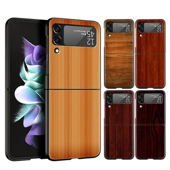 Custodia rigida per PC in legno intagliato per Samsung Galaxy Z Flip 4 5 Cover nera per Galaxy Z Flip 3 custodie pieghevoli antiurto borsa Capas