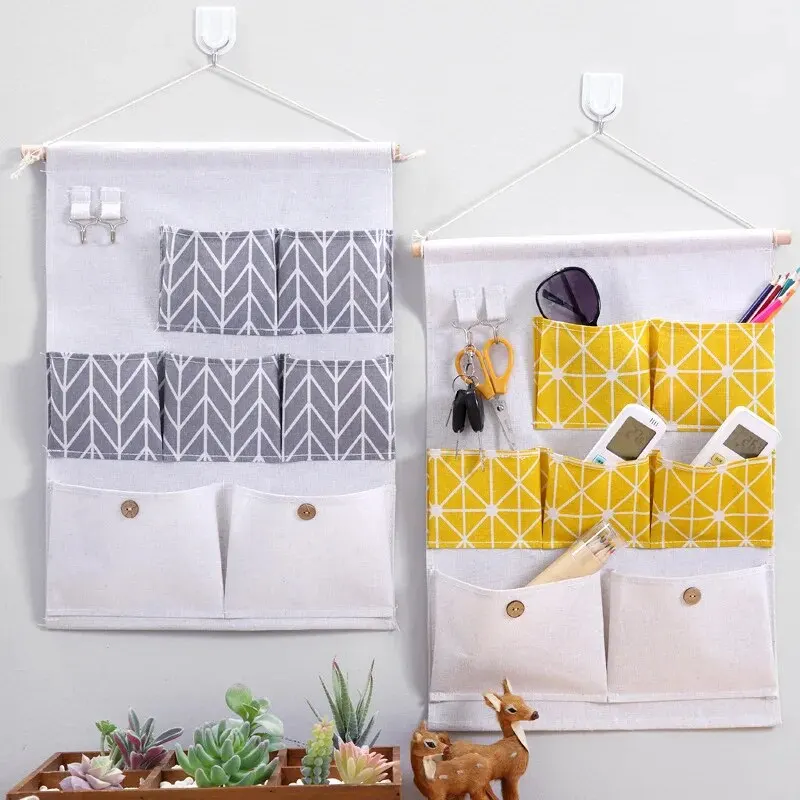 7 Pockets Hanging Storage Organizer Waterproof Wall Mounted Closet Organizer Bear Flamingo Sundries