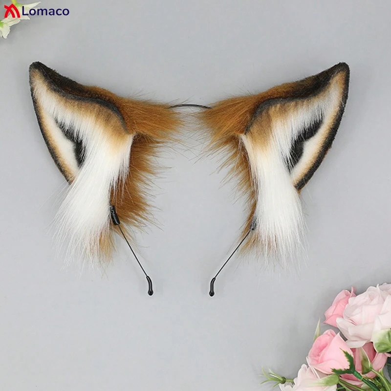 JAWSEU Ensemble Bandeau Et Queue De Renard Fait à La Main, Costume De Renard En Fausse Fourrure Douce Halloween Bandeau Oreilles De Chat Avec Queue De Renard Costume Cosplay Pour Fille Femme - 2