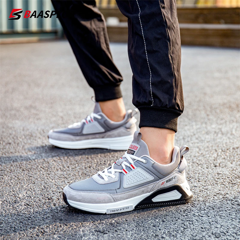 Baasploa 2022 New Men Leather Sneaker Waterproof Walking Shoes  Fashion Casual Shoes Non-Slip Wear-Resistant Male Sport  Shoe