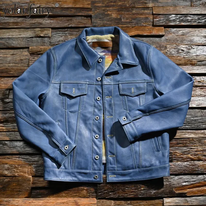 

Genuine Leather Jacket Men Real Deerskin Coat Vintage Coats Male Clothes Jaqueta Masculina Couro Legitimo FCY