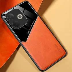 Leather Texture Phone Case with Magnetic Car Mount Holder for OPPO A5 Pro 5G (Orange)