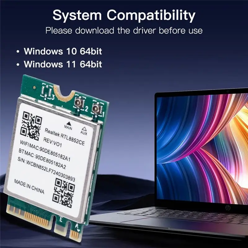 LC-Wifi 6E RTL8852CE M.2 네트워크 카드 5400Mbps 802.11AX 무선 어댑터 2.4/5/6Ghz 네트워크 카드