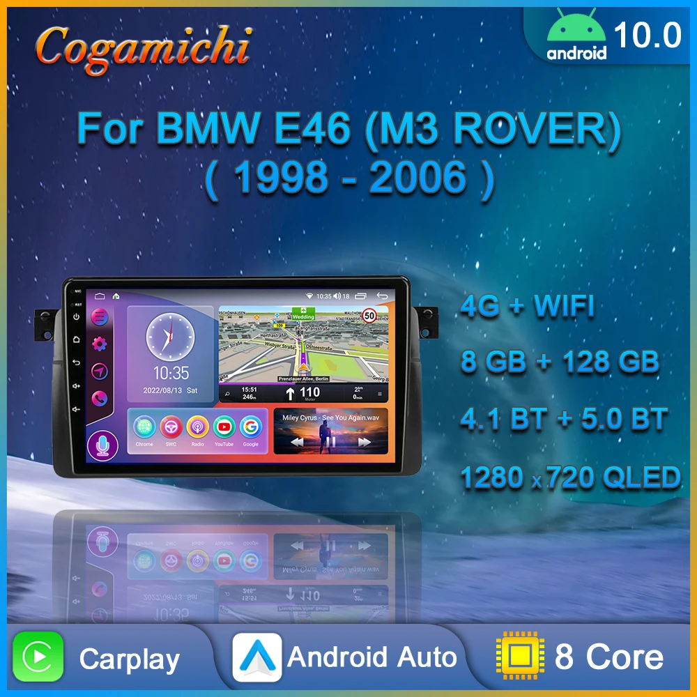 Navigation BMW Série 3 E46, CarPlay, 4 Go/64 Go, Android 10