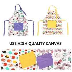 Delantales adorables para niños, 2 piezas, de algodón, para dibujo artístico