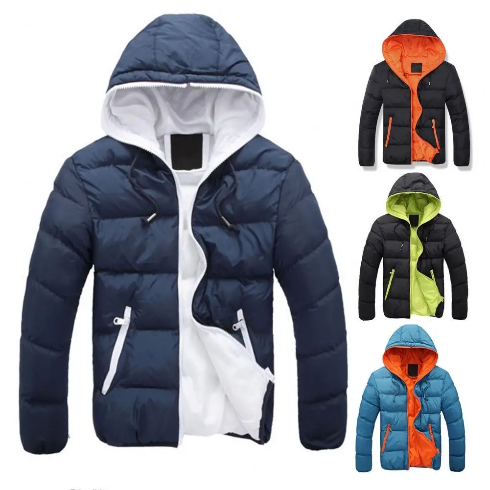 Man's Golf Jacket Light Zipper Padded Hooded Coat Winter Down Jacket