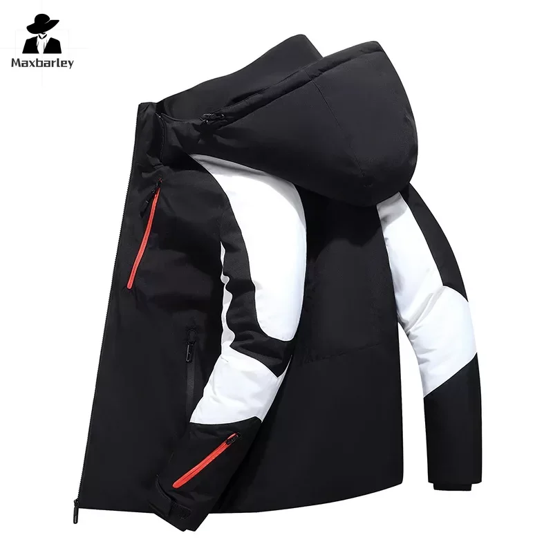 Winter Patchwork Puffer Jacket Men's Thicken Warm Down Jackets 2021 Outdoor Mens Windproof White Duck Down Parka Coat Outfits