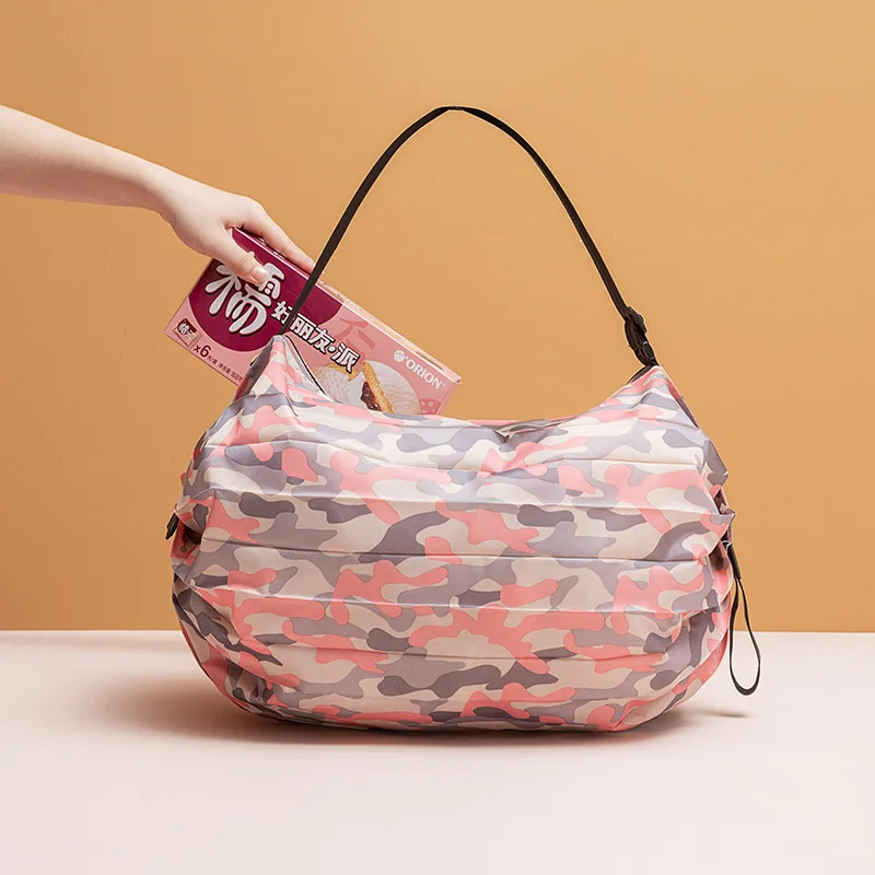 

Foldable Shopping Bag Space Save Reusable Supermarket Grocery Shopping Bag Travel Beach Fitness Sports Bag for Snacks Clothes