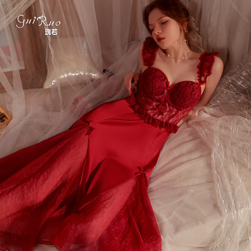 

Домашний костюм, шелковые пижамные халаты для женщин, сексуальная сетчатая кружевная ночная рубашка со стальными кольцами и собранным бюстгальтером, Новогодняя Ночная сорочка на бретелях, ночная рубашка для женщин