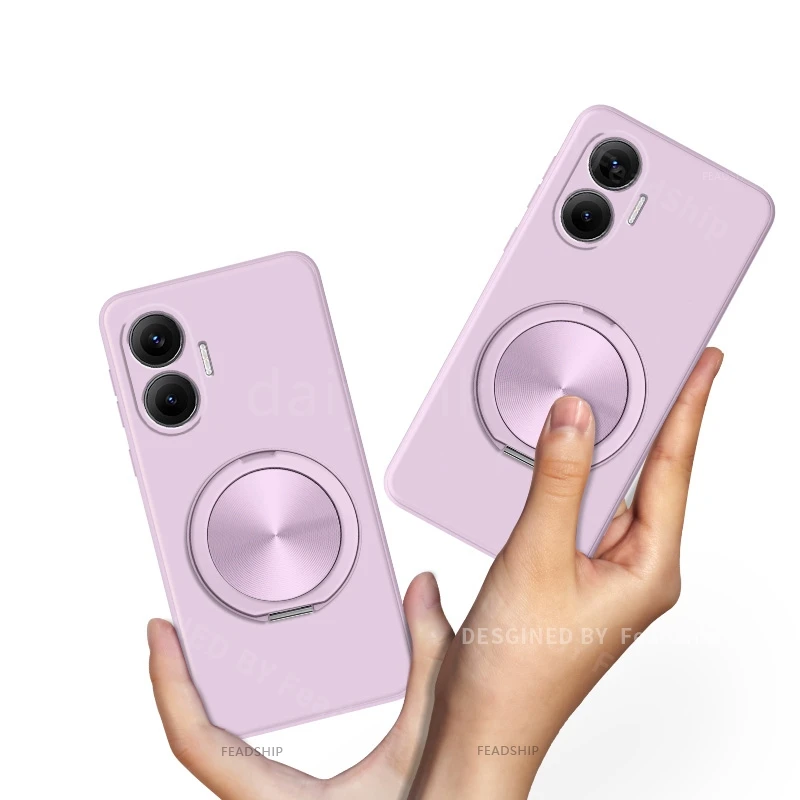 Silicone Phone Case with Magnetic Holder and Screen Protector Film