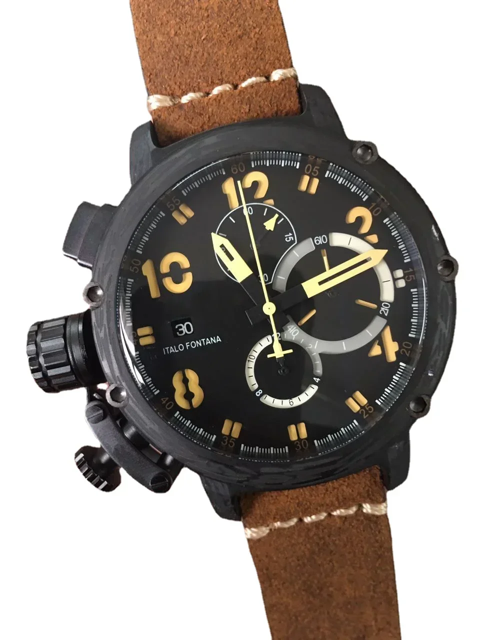 

Luxury New Mens Mechanical Automatic U Watch Black Boat Cow Leather U51 Sport Watches