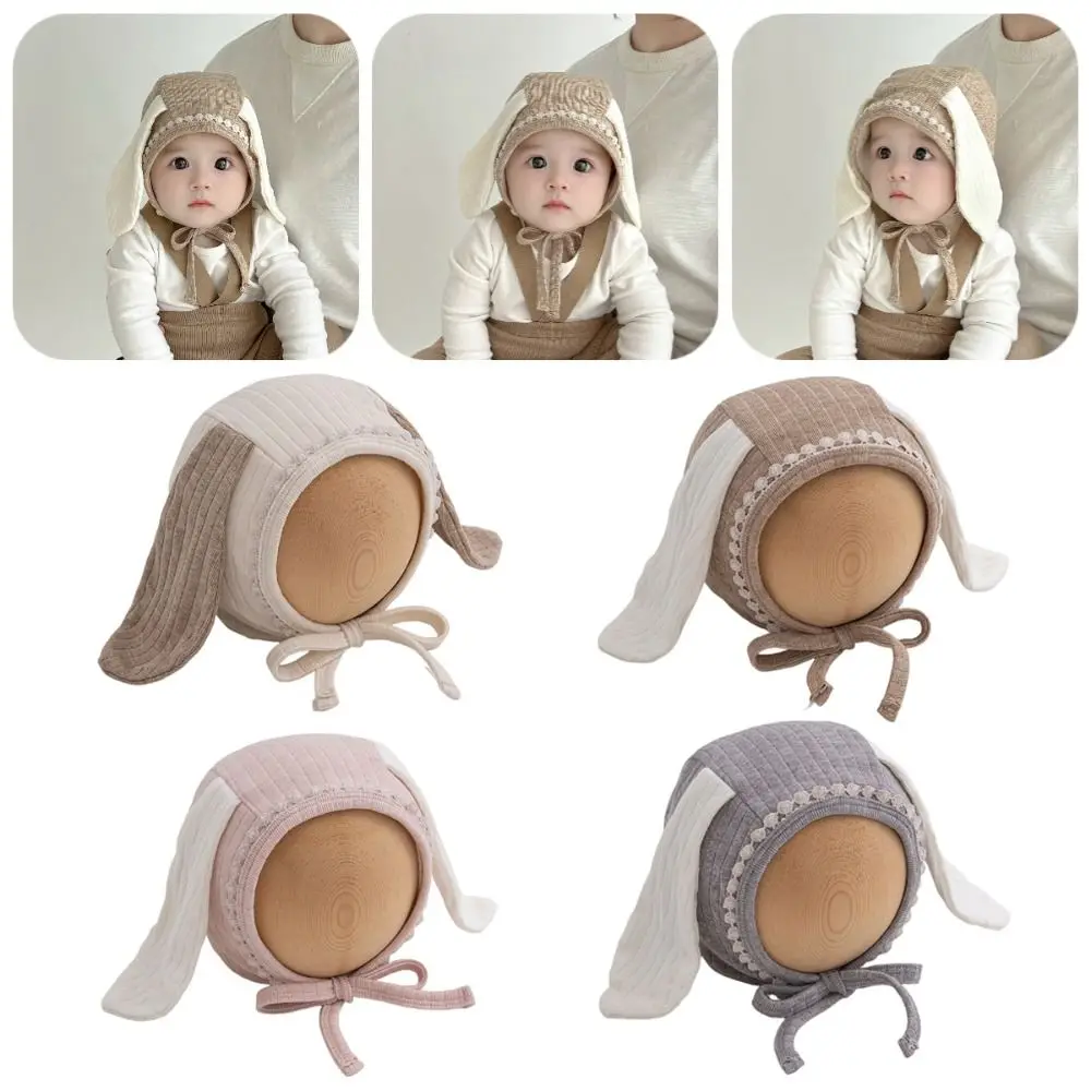 INS Cute Baby Ear Protection Hats Sweet Soft Newborn Beanie Hat Windproof Long Ear Baby Fetal Cap Winter