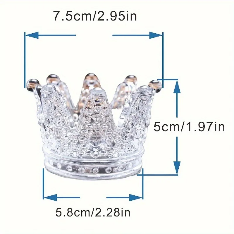 1pc Elegant Crown-Shaped Glass Storage Box Classic Multipurpose Vanity And Countertop Decor Holder Beauty Egg and Ring Storage 3