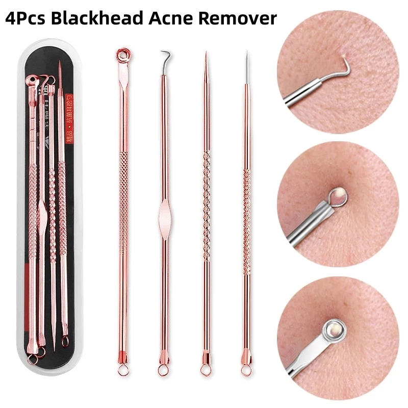 

4Pcs Blackhead Acne Remover Black Dots Blemish Pimple Removal Needles Skin Deep Cleansing Pore Cleanser Facial Care Tool Beauty