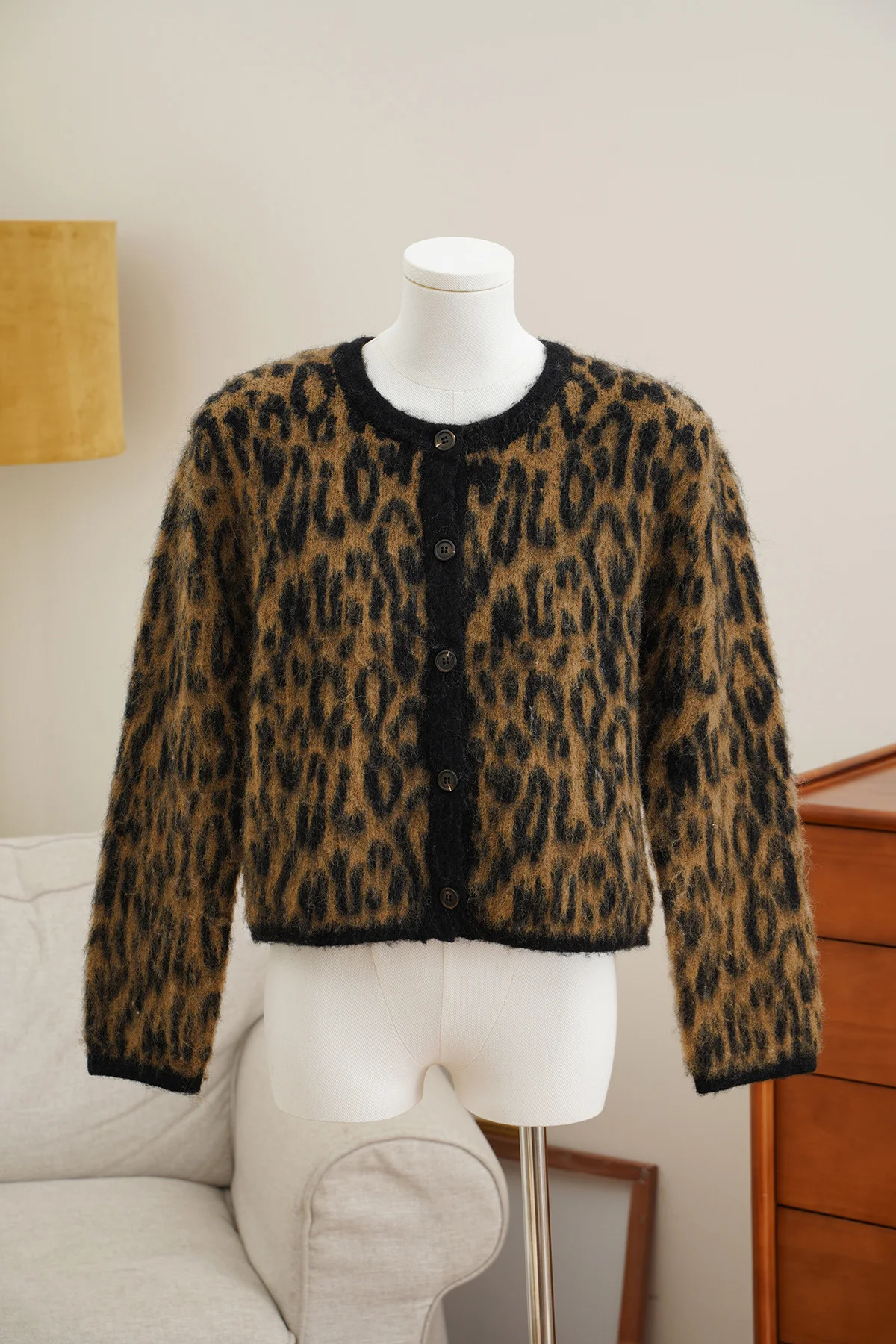 Suéter tipo cárdigan de leopardo para mujer, con estampado de moda en contraste, holgado, de manga larga, para ir al trabajo, cárdigan de otoño para mujer
