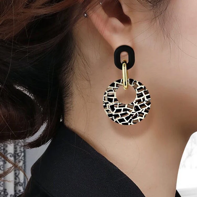 Allyson Leopard Acrylic Geometric Earrings 1