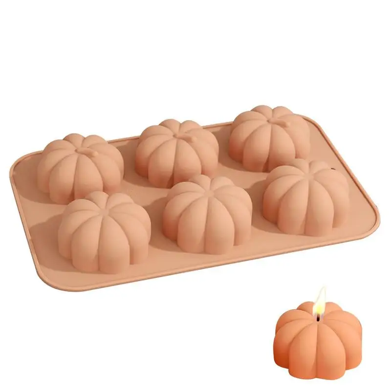 Pumpkin Silicone Mold For Soapss 6 Cavity Autumn Silicone Molds For Baking Harvest Theme Chocolate Fondant Mold Candy Molds