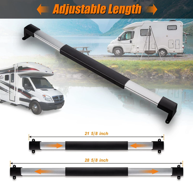 RV Screen Door Handle Grab Bar Adjustable From 21-5/8 Inch To 28-5/8 Inch Sturdy And Secure Non-Slip Grip rv door assist handle