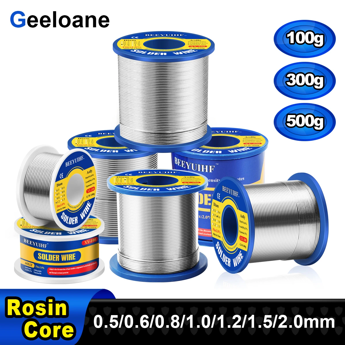 100g 300g 500g Solder Wire Tin Sn 63/Pb 37 Rosin Core Welding Soldering Wire Reel No-clean Flux 2% 0.5/0.6/0.8/1.0/1.2/1.5/2.0mm soldering flux paste Welding & Soldering Supplies