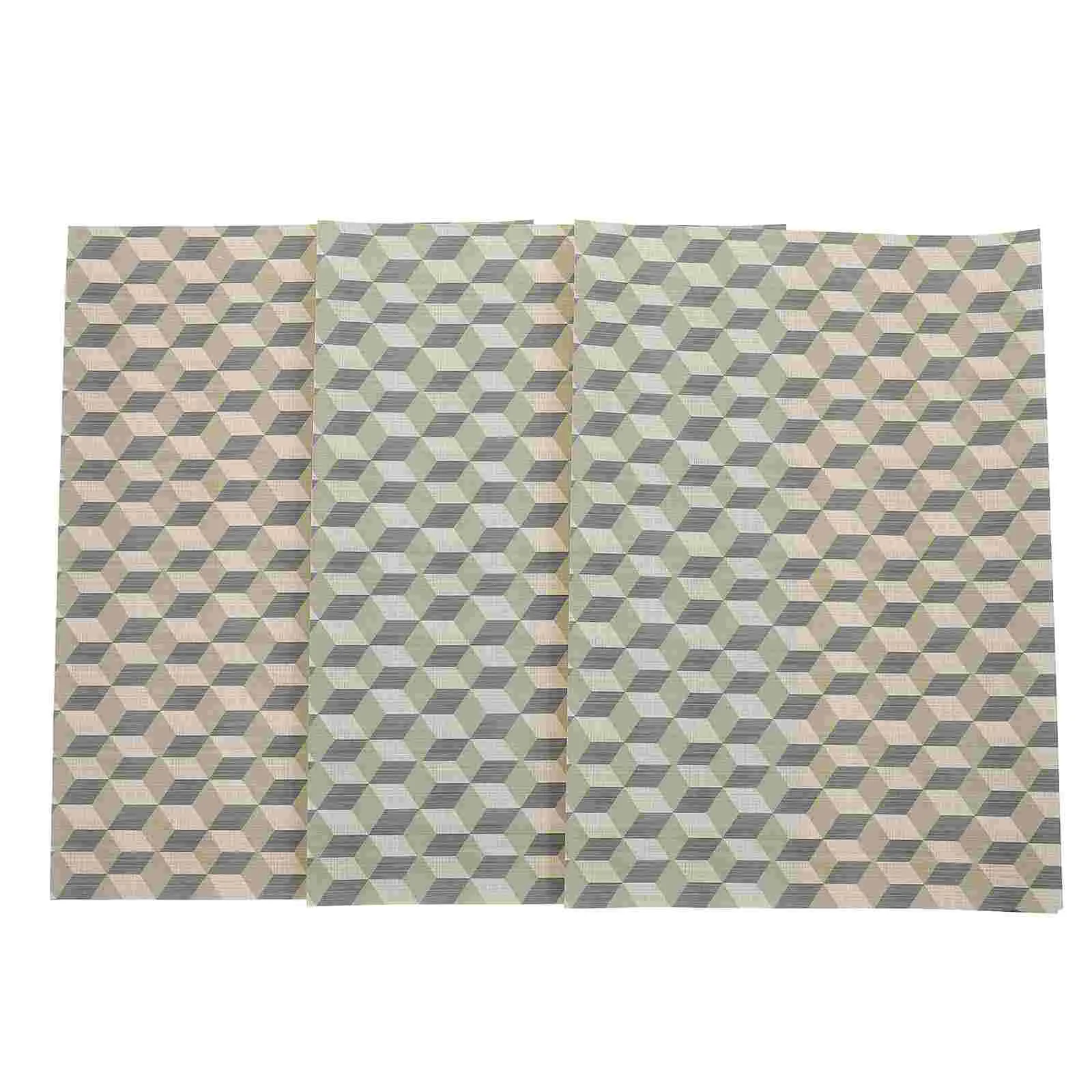 

3 Pcs Accessories Dollhouse Floor Stickers Decor Self-adhesive Paper Floorboards