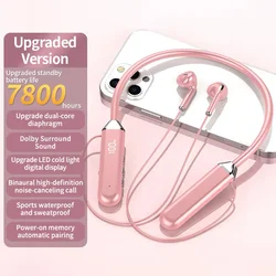 Sport Wireless Bluetooth Neckband Earphones with LED Display (Ultra - Pink)