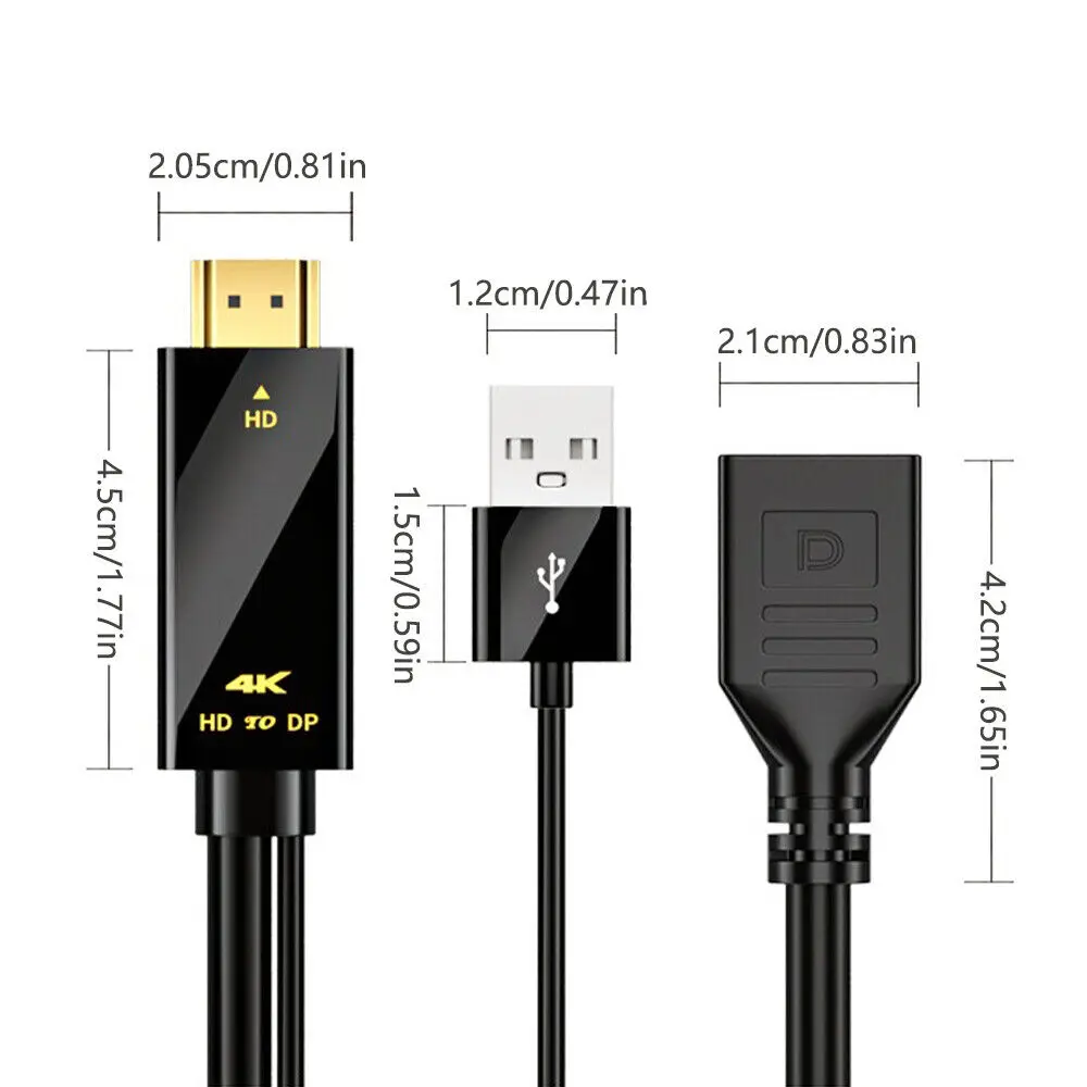 4k Hdmi To Dp Displayport Active Converter Cable With Usb Power For Pc Laptop wireless video adapter