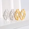 Double Sided Fashionable Round Letter V Zircon Ear Buckle for Women High-Quality Sense Hollow Jewelry Girls' Charm Earrings 2