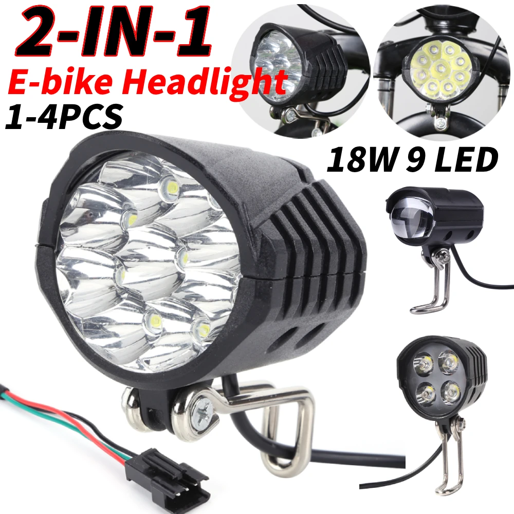 124PCS2in136V48V60VEBikeHornLightElectricBicycle9LED
