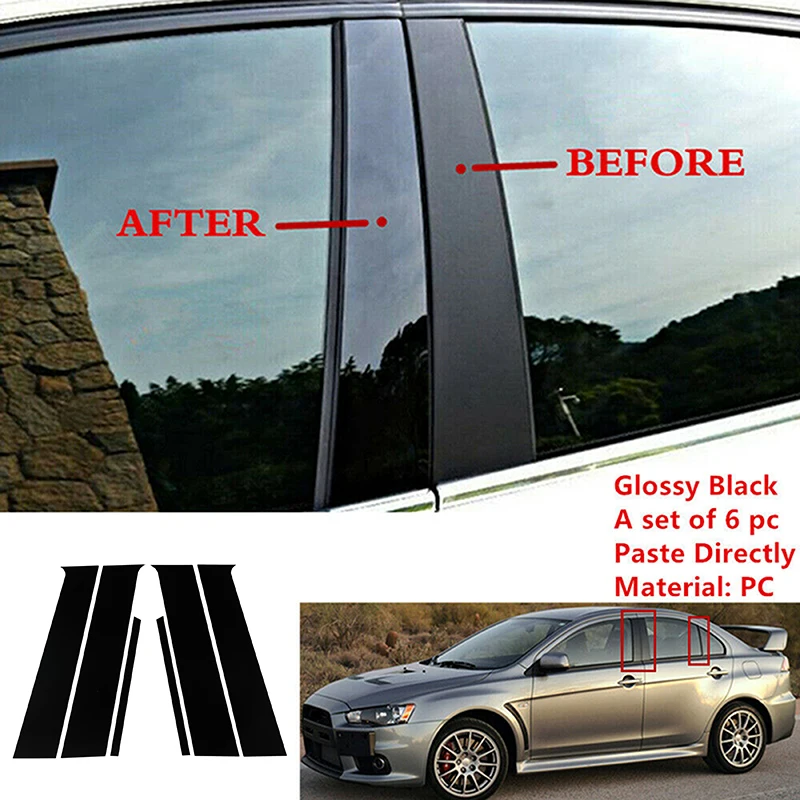 Pillar Post Window Trim Fit For Mitsubishi Lancer Sedan 2008- Door Side Moulding Panel Sticker Cover Decoration