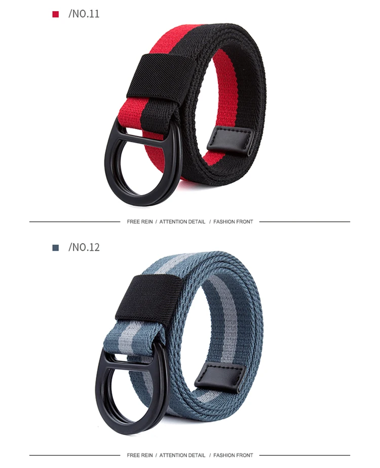 Trendiger Canvas-Gürtel für Teenager, Herrengürtel, doppelte Schlaufenschnalle, Hosengürtel für Studenten, koreanischer Mode-Jeansgürtel für Damen – Detail 10