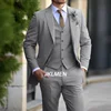 3 Pieces  Classic Men Suit Fashion Slim Fit Blazer Vest Pants Set Formal Business Wedding Tuxedos for Men Casual Clothing 2