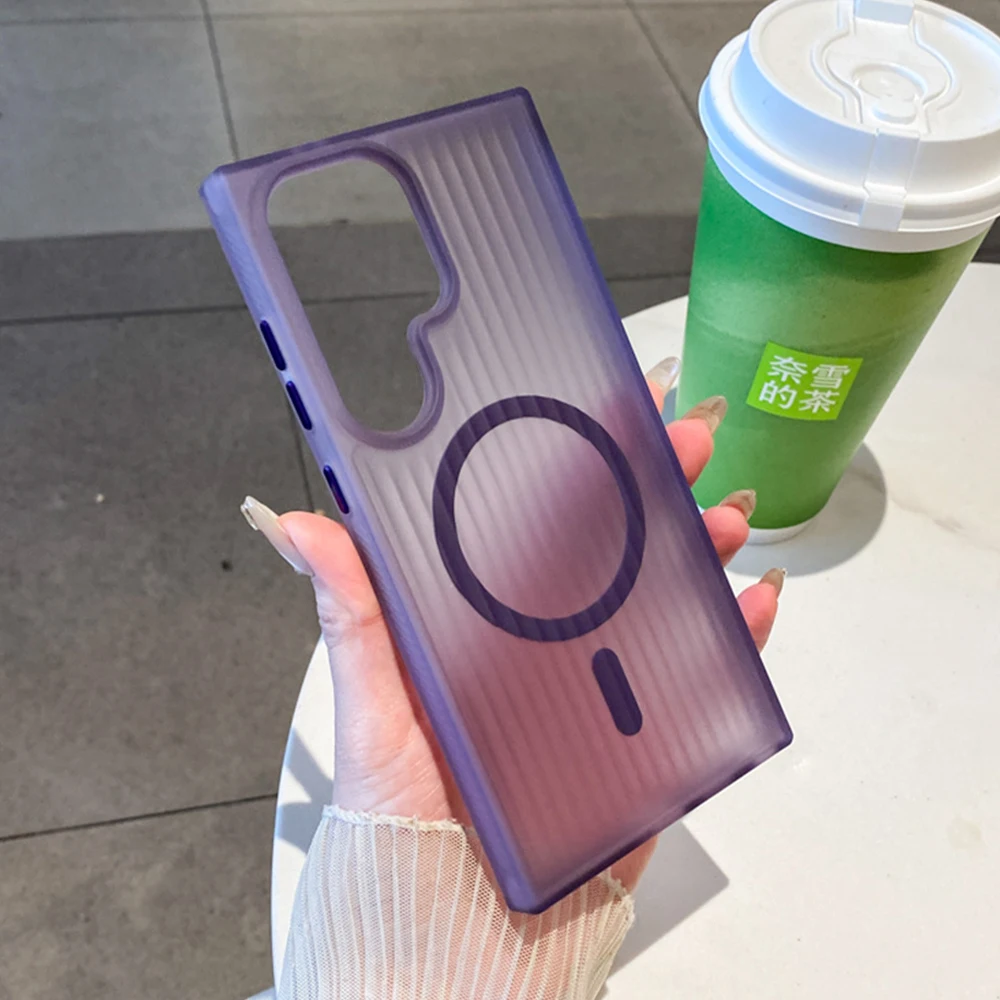 Translucent Frosted Magnetic Phone Case with Corrugated Matte Finish