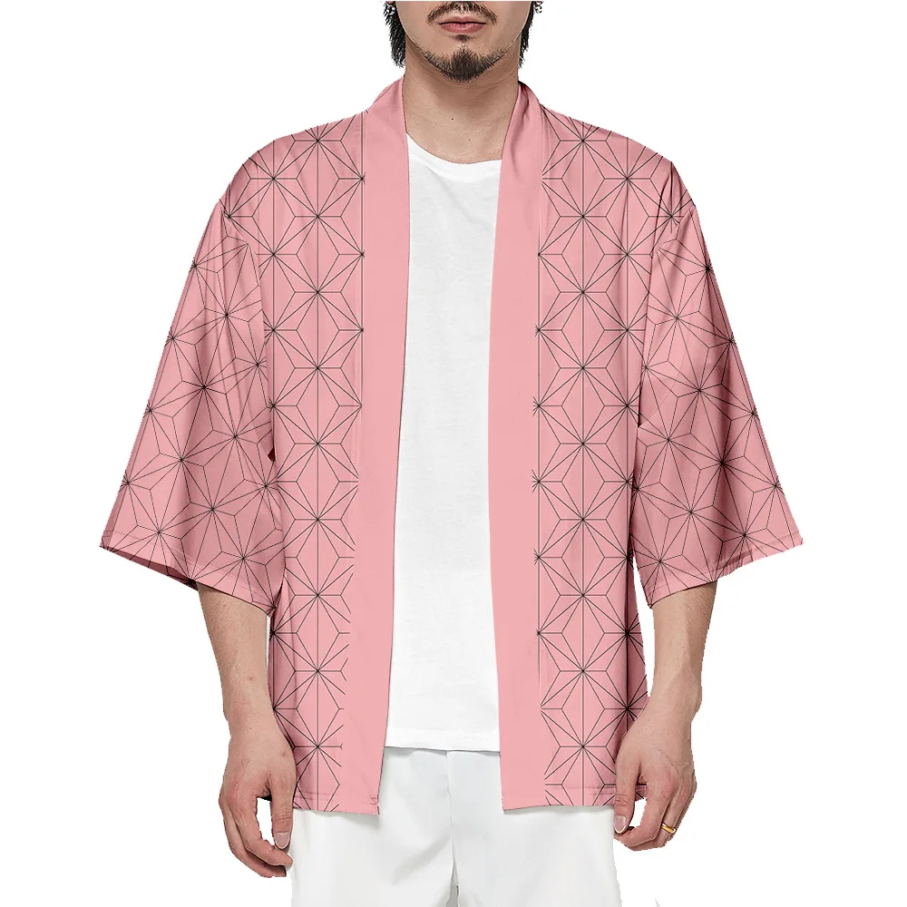 6XL 5XL 4XL Plus Size Anime Japanese Tanjiro Samurai Kimono of Men Women Cardigan Haori Obi Asian Cosplay Clothes Haori Tomioka japanese kimono japanese kimono cardigan japanese kimono shirt