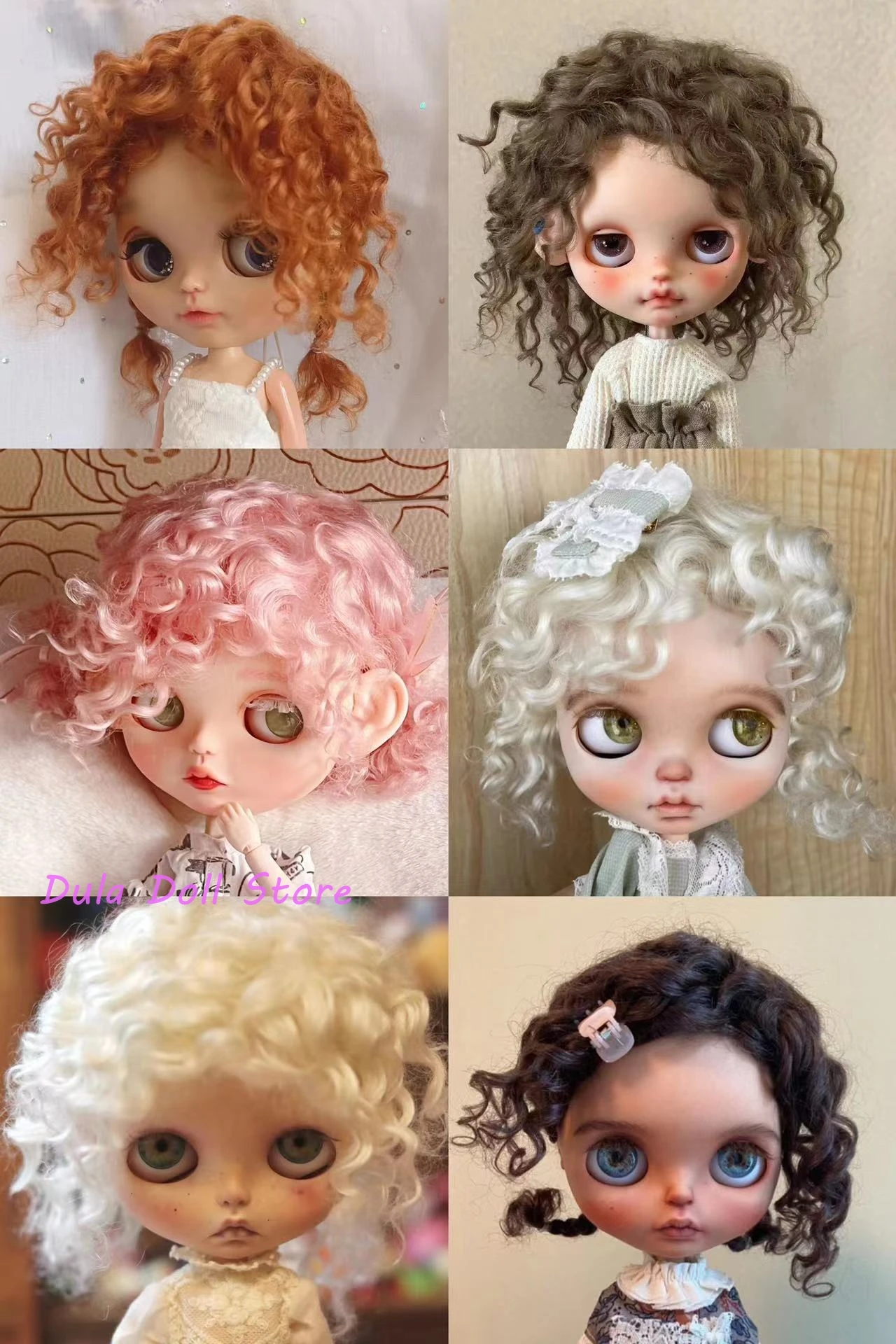 Dula Doll Parrucche Per Blythe Qbaby Multicolor Mohair Exploding Head Curls 9-10 Pollici Head Conditions Spedizione Gratuita