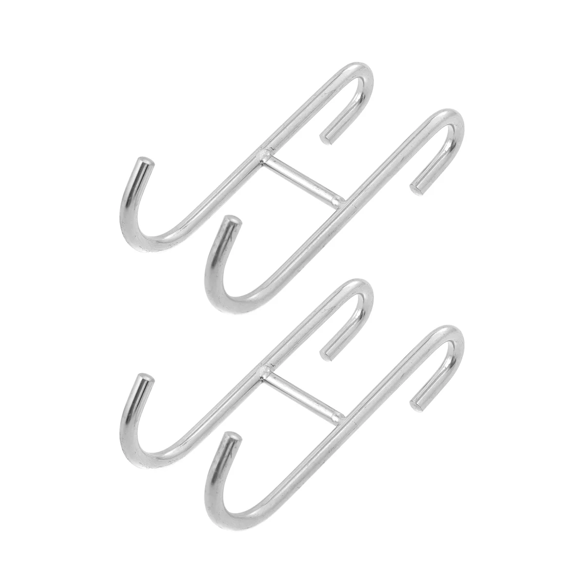 2 Pcs Heavy Duty Clothes Rack Door Hanger Glass Over Hook Shape Stainless Steel Double