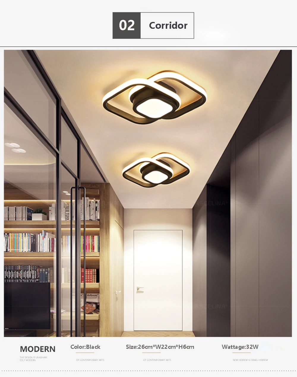 Description Picture 6 of itemModern LED Ceiling Light Square Round Fixtures Corridor Entryway Aisle Indoor Remote Control Led Home Decor Lamp Lighting Lustre