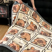 YanYangTian 2024 New Capybara Thin blanket sofa cover bedding Cute puppy print Autumn Winter warm comforter Home and decoration 2