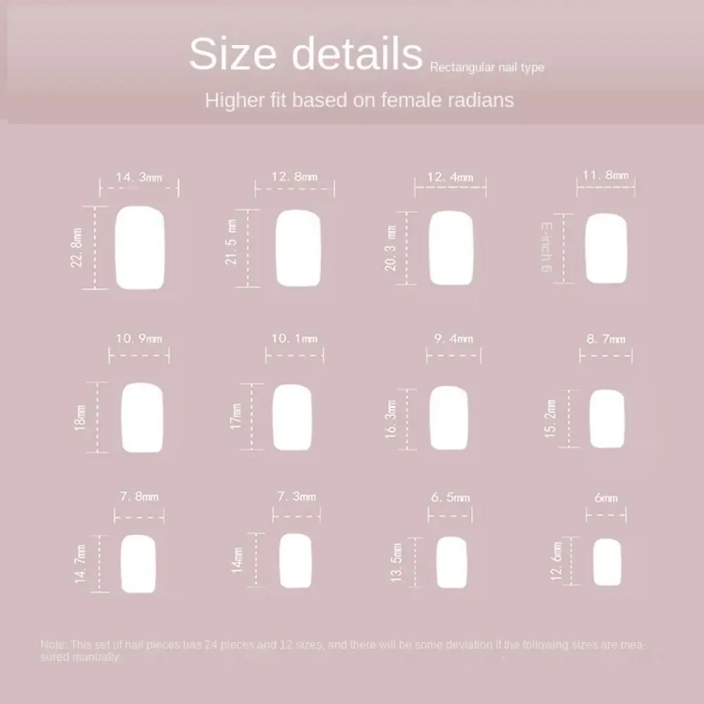 24Pcs Detachable Square False Nails