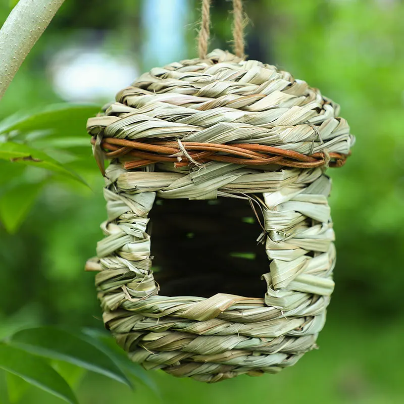Straw Bird's Nest Cage Outdoor Warm Bird Nest and Bird House Pet Products Decoration Grass Hanging Cage Parrot bird house bird cage artificial bird nest