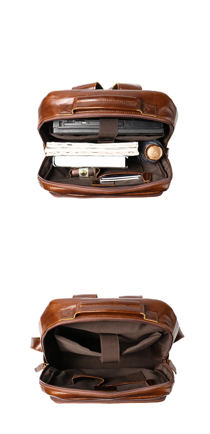 Nesitu High Quality New Vintage Brown Black Top Grain Genuine Leather 14'' Laptop Women Men Backpack Cowhide Travel Bags M1051 4