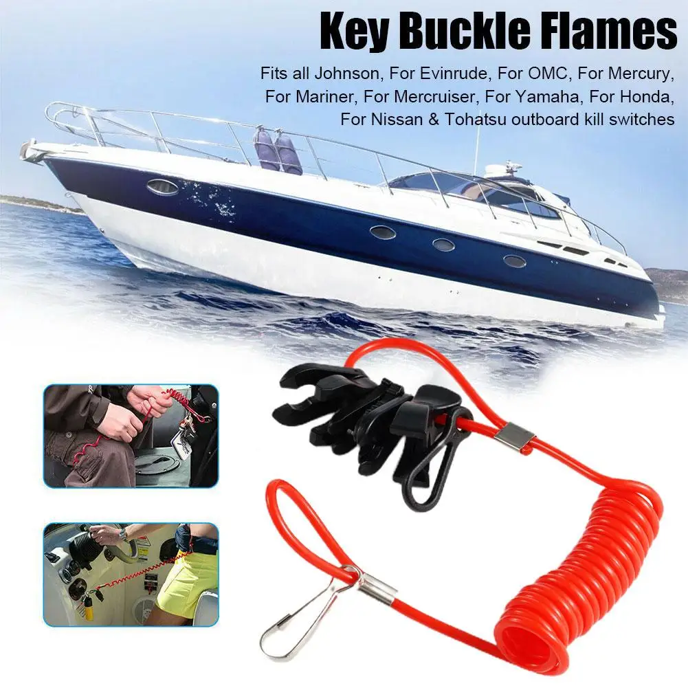 Boat Motor Emergency Kill Switch with Safety Tether Lanyard