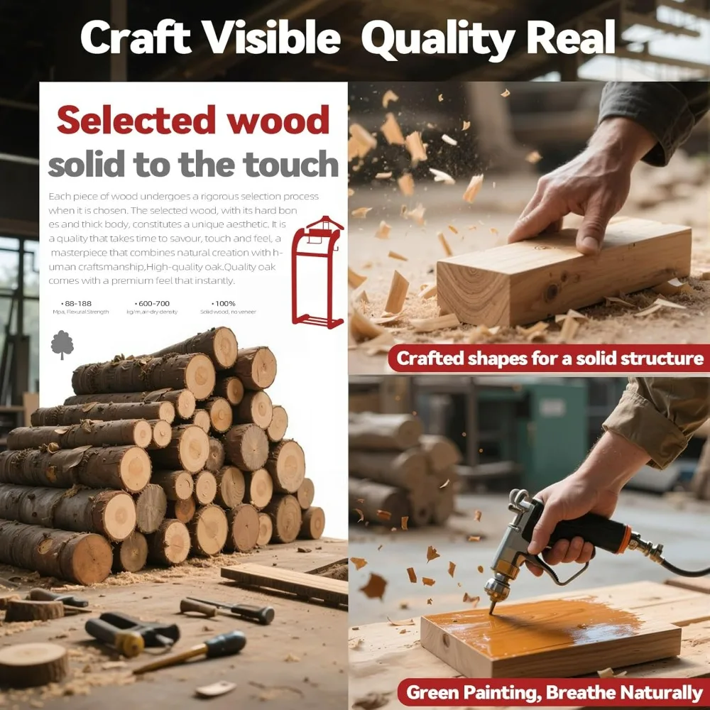 Men's Wooden Valet Stand with Contoured Hanger, Base, Tray, Trouser Rack, and Tie Holder