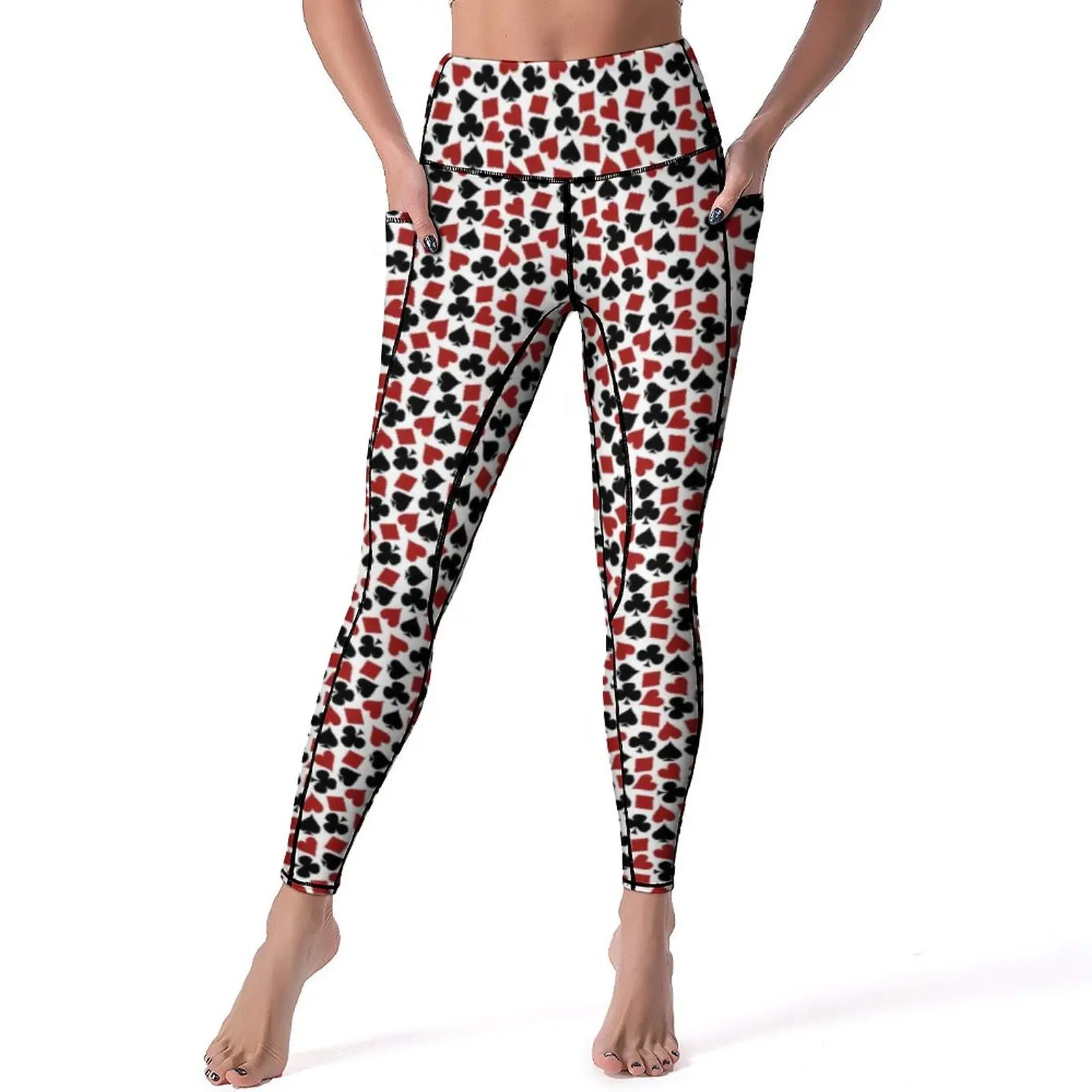 

Poker Playing Card Yoga Pants Funny Hearts Print Fitness Leggings Push Up Stretchy Sport Pants Cute Graphic Yoga Legging Gift