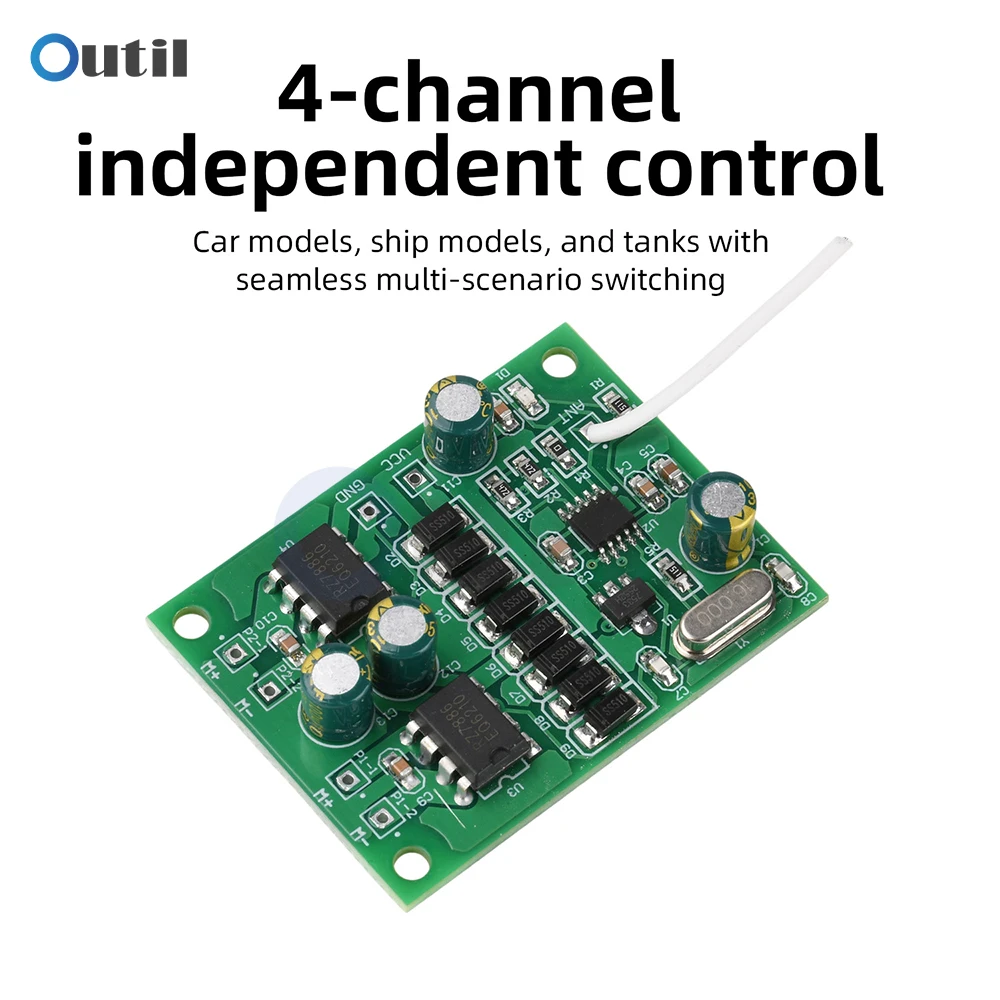Kit Scheda di Controllo Remoto Wireless a 4 Canali 2.4G con Trasmissione Stabile per Auto RC, Barche, Carri Armati e Progetti Fai-da-Te - immagine 2