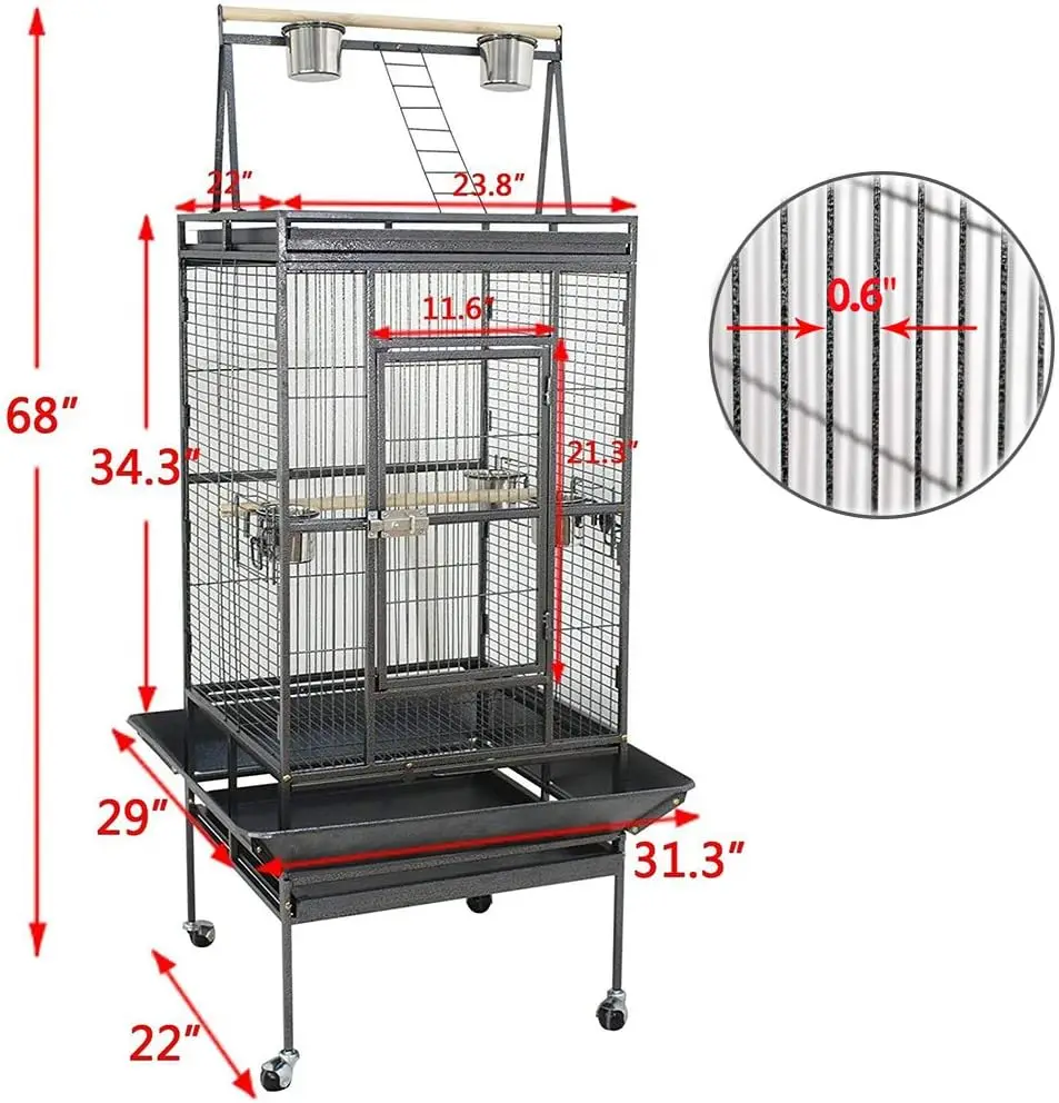 Standing Play Top Bird Cage for Larger Birds 5