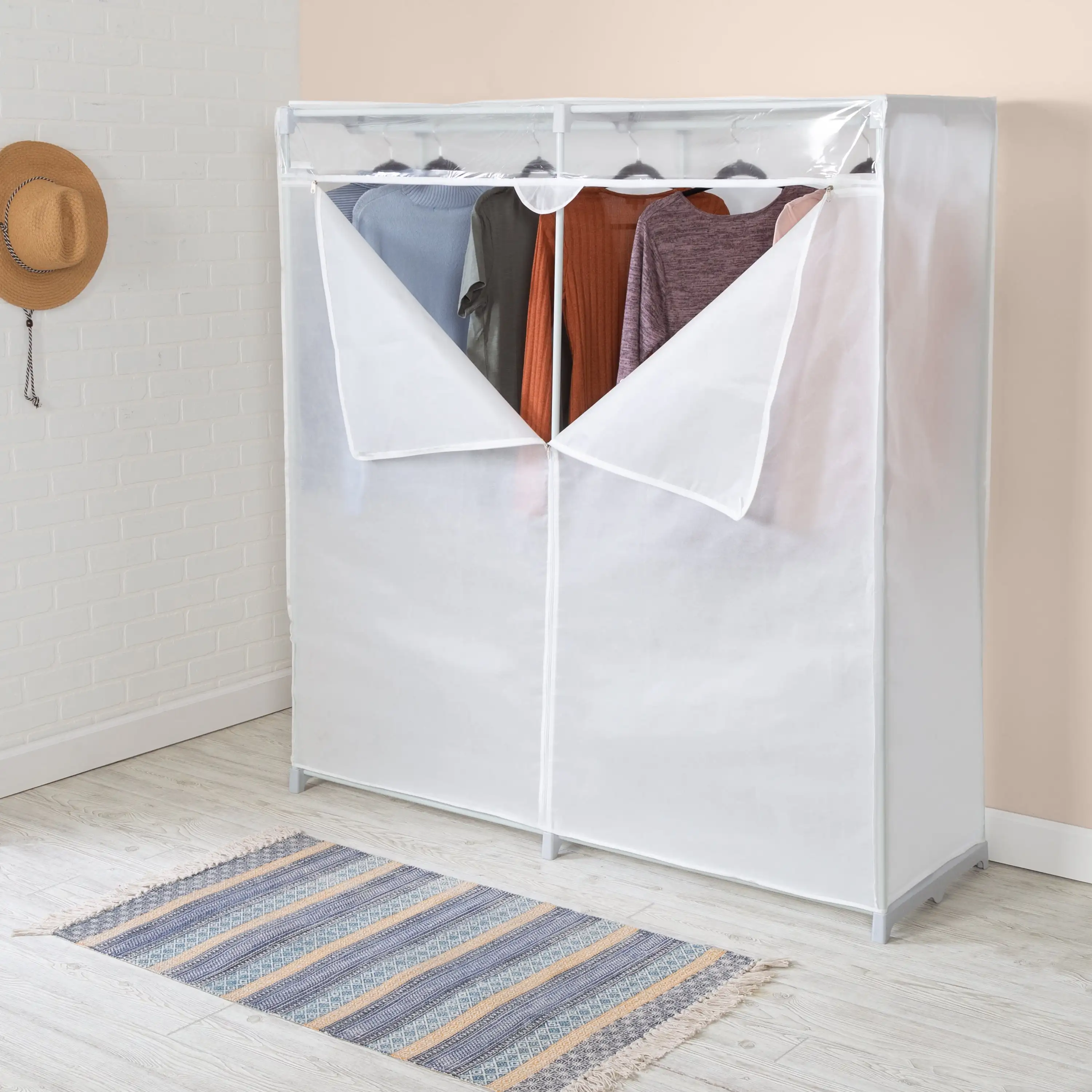 

Honey-Can-Do Steel and Non-Woven 64" W Portable Closet with Cover, White