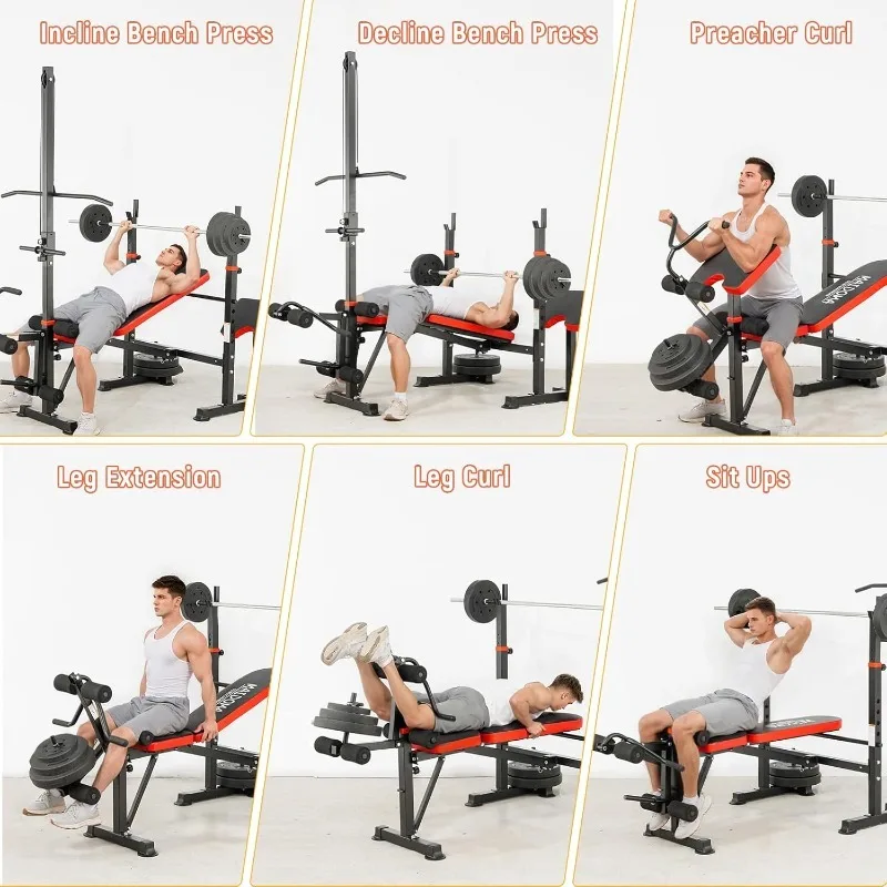 Flybird Workout Bench Bench Press With Preacher Curl Attachment Workout  Bench