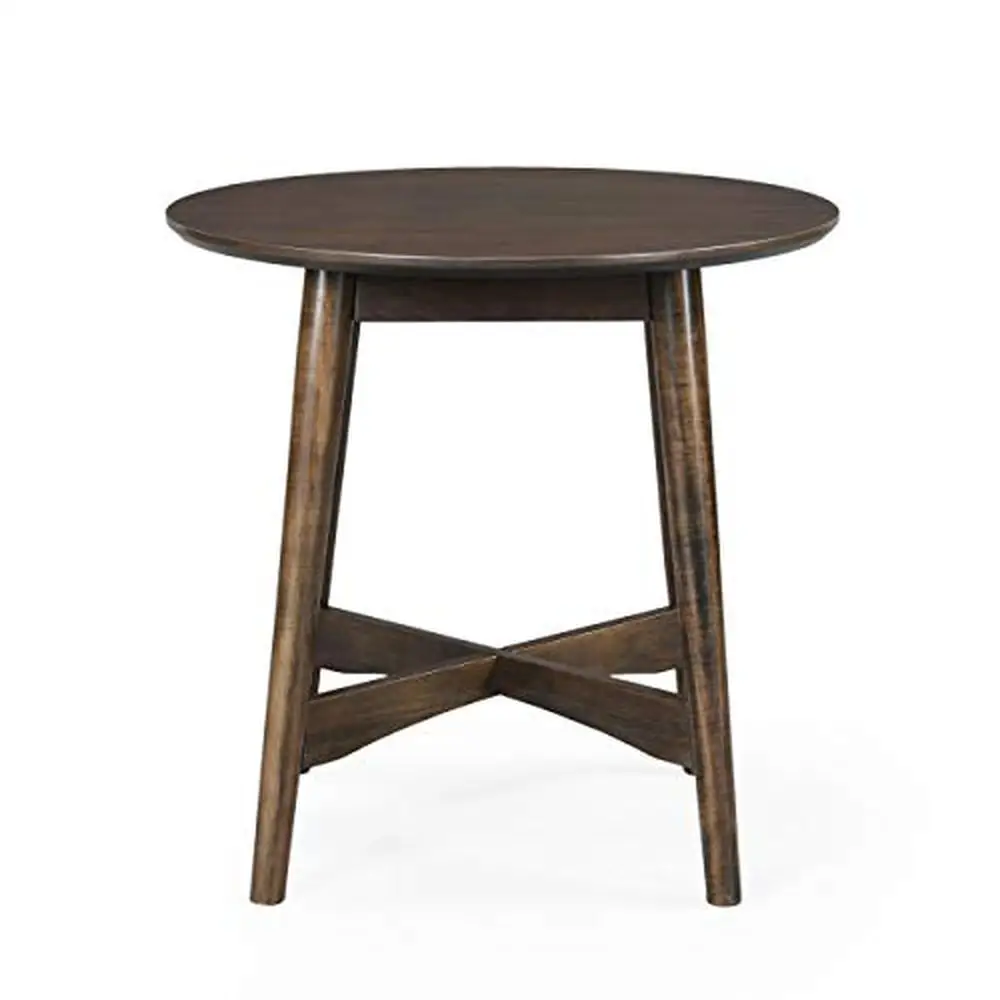 

Solid Wood Round End Table with X-Cross Base Mid-Century Modern Design Grey Finish 23.75" x 23.75" x 23.5" Assembly Required