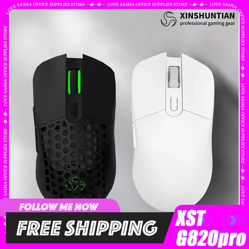 

Xinshuntian G820pro Gaming Mouse Paw3395 Rgb 26000dpi Hot-Swap Customization 2.4g Wireless Wired Two-Mode For Pc Gamer Laptop